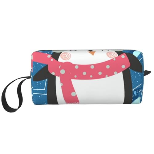 Make-up-Tasche, Empfangstasche, Reise-Kosmetiktasche, Kulturbeutel, tragbarer Make-up-Taschen-Organizer,Pinguin-Muster von BEEOFICEPENG