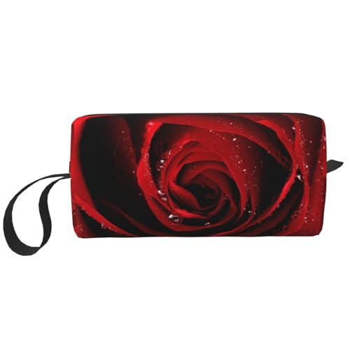 Make-up-Tasche, Empfangstasche, Reise-Kosmetiktasche, Kulturbeutel, tragbarer Make-up-Taschen-Organizer,Rote Rose von BEEOFICEPENG