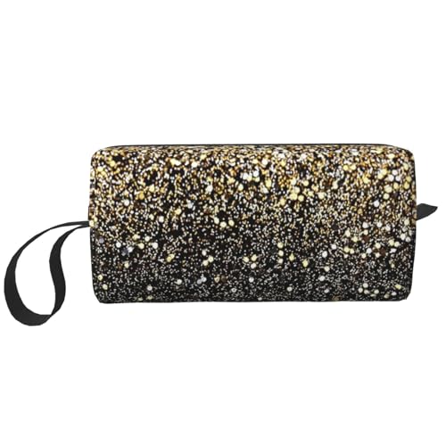 Make-up-Tasche, Empfangstasche, Reise-Kosmetiktasche, Kulturbeutel, tragbarer Make-up-Taschen-Organizer,Schwarz-Goldener Glanz von BEEOFICEPENG