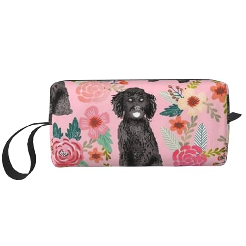 Make-up-Tasche, Empfangstasche, Reise-Kosmetiktasche, Kulturbeutel, tragbarer Make-up-Taschen-Organizer,Schwarzer Cockapoo-Hund von BEEOFICEPENG