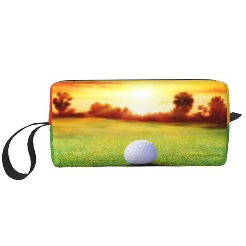 Make-up-Tasche, Empfangstasche, Reise-Kosmetiktasche, Kulturbeutel, tragbarer Make-up-Taschen-Organizer,Sport Golfball Sonnenuntergang Baum von BEEOFICEPENG