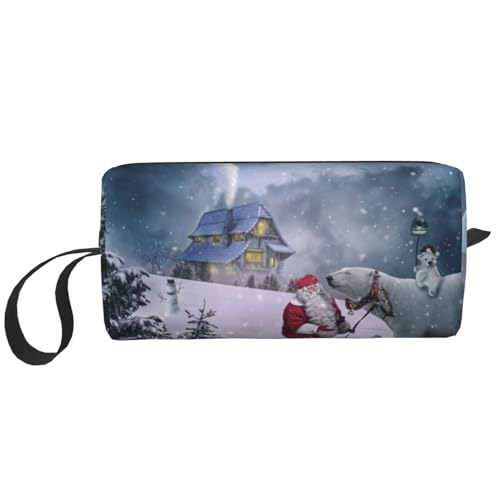 Make-up-Tasche, Empfangstasche, Reise-Kosmetiktasche, Kulturbeutel, tragbarer Make-up-Taschen-Organizer,Weihnachts-Winter-Weihnachtsmann-Druck von BEEOFICEPENG