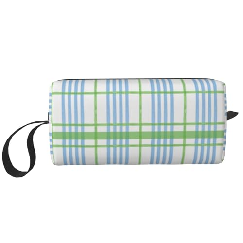 Make-up-Tasche, Empfangstasche, Reise-Kosmetiktasche, Kulturbeutel, tragbarer Make-up-Taschen-Organizer,Wild Garden Rain Seersucker-Plaid von BEEOFICEPENG