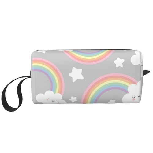 Make-up-Tasche, Empfangstasche, Reise-Kosmetiktasche, Kulturbeutel, tragbarer Make-up-Taschen-Organizer,Wolkenhintergrund, Regenbogengrauer Himmel von BEEOFICEPENG