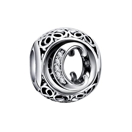 BEEUVIP C Charm-Anhänger, 925 Sterlingsilber, Motiv: Buchstabe des Alphabets, für Armbänder, kompatibel mit europäischen Armbändern Stil A von BEEUVIP