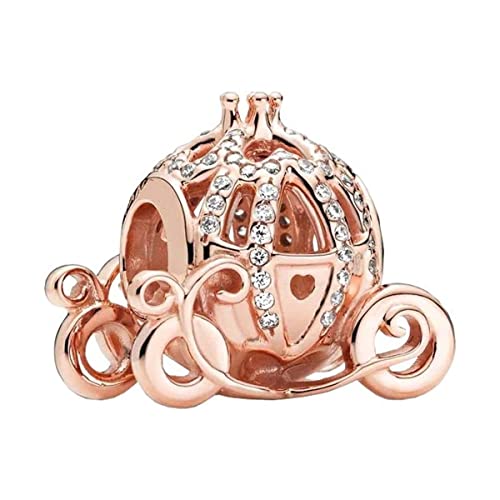 BEEUVIP Damen Cinderella Sparkling Kutsche Charm Anhänger für Armband 925 Sterling Silber Geburtsstein Charms Beads passend für Armband von BEEUVIP