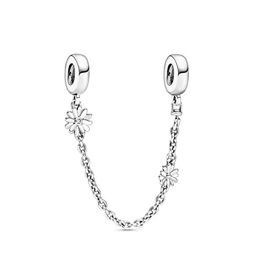 BEEUVIP Damen Daisy Flower Sicherheitskette Charm Anhänger für Armband 925 Sterling Silber Geburtsstein Charms Beads passend für Armband von BEEUVIP