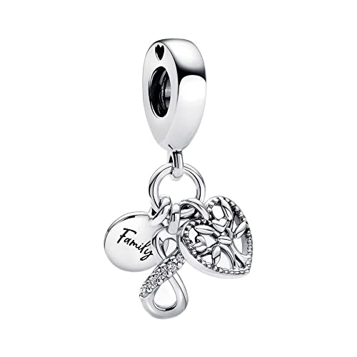 BEEUVIP Damen Family Infinity Triple Charm Anhänger für Armband 925 Sterling Silber Geburtsstein Charms Beads passend für Armband von BEEUVIP