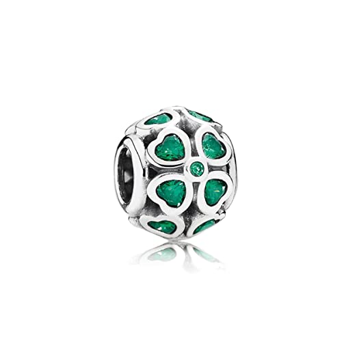 BEEUVIP Damen Glücklicher vierblättriger Klee Charm Anhänger für Armband 925 Sterling Silber Geburtsstein Charms Beads passend für Armband von BEEUVIP