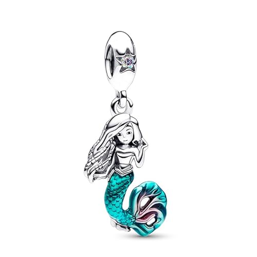 BEEUVIP Damen Kleine Meerjungfrau Ariel Anhänger Charm Anhänger für Armband 925 Sterling Silber Geburtsstein Charms Beads von BEEUVIP