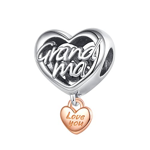 BEEUVIP Damen Liebe deine Großmutter Charm Anhänger für Armband 925 Sterling Silber Geburtsstein Charms Beads von BEEUVIP