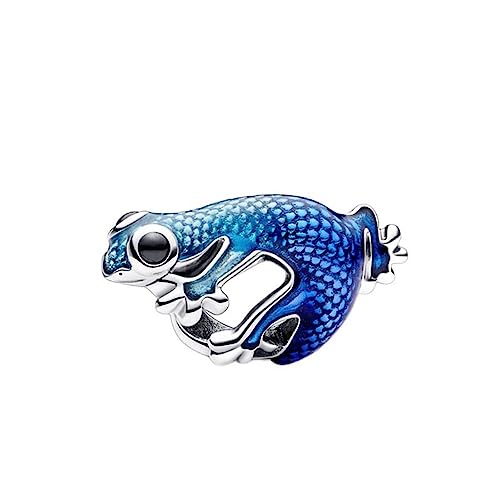BEEUVIP Damen Metallblauer Gecko Charm Anhänger für Armband 925 Sterling Silber Geburtsstein Charms Beads von BEEUVIP