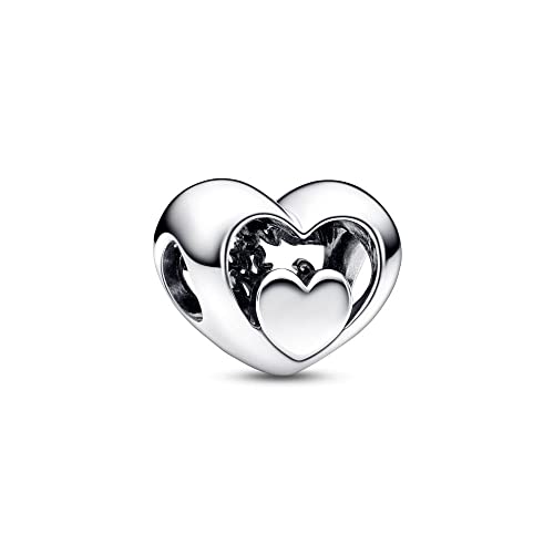 BEEUVIP Damen Openwork Herz-Skript Charm Anhänger für Armband 925 Sterling Silber Geburtsstein Charms Beads passend für Armband von BEEUVIP