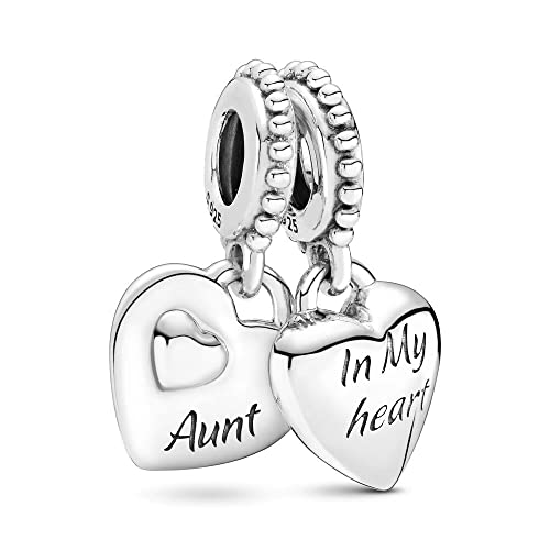 BEEUVIP Damen Tante, Nichte Split Heart Charm Anhänger für Armband 925 Sterling Silber Geburtsstein Charms Beads passend für Armband von BEEUVIP