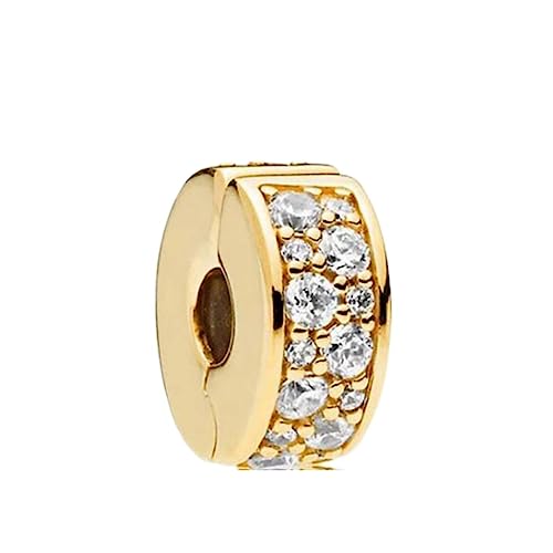 BEEUVIP Damen Vergoldete transparente Pavel Clip Charm Anhänger für Armband 925 Sterling Silber Geburtsstein Charms Beads von BEEUVIP