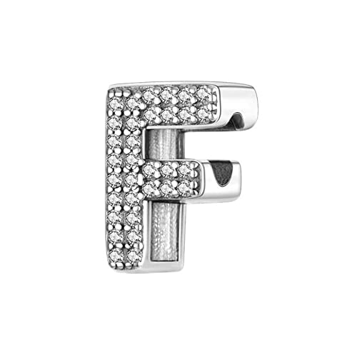 BEEUVIP F Charm-Anhänger, 925 Sterlingsilber, Motiv: Buchstabe des Alphabets, für Armbänder, kompatibel mit europäischen Armbändern Stil C von BEEUVIP