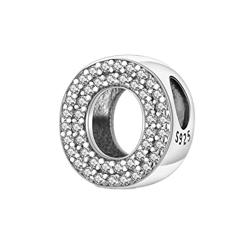 BEEUVIP O Charm-Anhänger, 925 Sterlingsilber, Motiv: Buchstabe des Alphabets, für Armbänder, kompatibel mit europäischen Armbändern Stil C von BEEUVIP