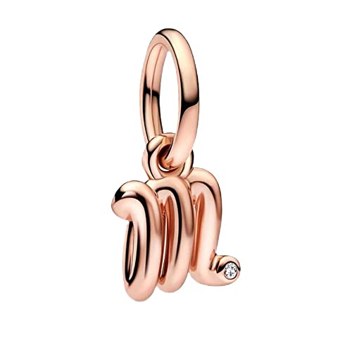 BEEUVIP Rosengold M Charm-Anhänger, 925 Sterlingsilber, Motiv: Buchstabe des Alphabets, für Armbänder, kompatibel mit europäischen Armbändern von BEEUVIP