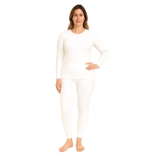 BEEYANOPAL Damen Thermounterwäsche Set mit leichtem Fleecefutter Atmungsaktive Funktionsunterwäsche Langarmshirt & Hose für Winter, Ski & Alltag von BEEYANOPAL