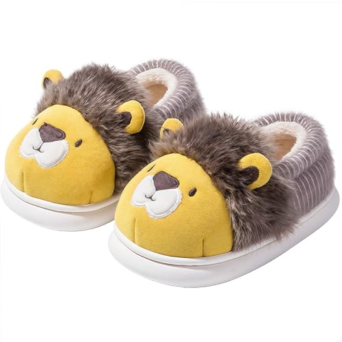 BEEYANOPAL Kinder Plüsch-Hausschuhe Winter – Warme Tierpantoffeln mit Futter & Rutschfester Sohle für Jungen & Mädchen, Indoor Hausschuhe von BEEYANOPAL