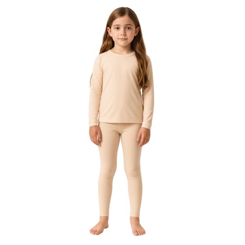 BEEYANOPAL Thermo Unterwäsche Mädchen Set mit Innenfleece – Atmungsaktive Kinder Funktionsunterwäsche Langarmshirt & Hose für Winter Outdoor von BEEYANOPAL