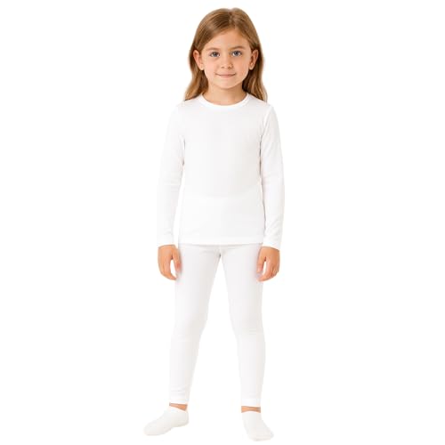 BEEYANOPAL Thermo Unterwäsche Mädchen Set mit Innenfleece – Atmungsaktive Kinder Funktionsunterwäsche Langarmshirt & Hose für Winter Outdoor von BEEYANOPAL
