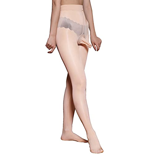 BEFASY Herren Sexy 8D Öl Nylon Sheer Strumpfhosen Hohe Elastische Glänzend Glänzend Strümpfe Formend Strumpfhose, Beige, Mantel geschlossen, Einheitsgröße von BEFASY