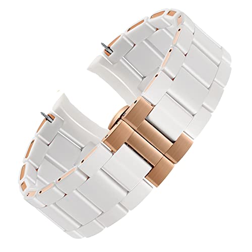 BEFIA Weiß schwarz Silikon Gummi plattiert Stahl Uhrenarmband Für Armani AR5905|5906|5920|5919|5859 Frauen 20mm Mann 23mm Handgelenk Armband, 23 mm, Achat von BEFIA