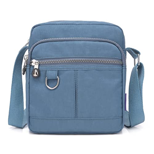BEFUNIRISE Lässige Nylon Crossbody Geldbörse Tasche Wasserdicht Leichte Umhängetasche für Frauen Handtasche, Blau von BEFUNIRISE