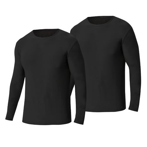 2er Pack Thermounterwäsche Unterhemd Herren Winter Funktionsunterwäsche Rundhalsausschnitt Thermo Shirt Langarm Warm Skiunterwäsche Thermo-Unterwäsche von BEGIANT