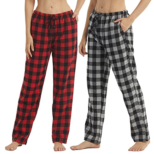 BEGIANT 2er Pack Schlafanzughose Damen Lang Flanell Baumwolle Karierte Pyjamahose Winter Weich Nachtwäsche Hose Freizeithose mit Taschen und Kordelzug BEGIANT 2er Pack Schlafanzughose Damen Lang Flanell Baumwolle Karierte Pyjamahose Winter Weich Nachtwäsche Hose Freizeithose mit Taschen und Kordelzug von BEGIANT