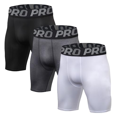 3er Pack Kompressionsshorts Herren Kompressionshose Sporthose Kurz Schnell Trocknend Atmungsaktive Kurze Radlerhose Sommer Männer Laufhose Funktionsunterwäsche von BEGIANT