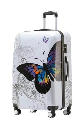 BEIBYE Butterfly 2060 TSA-Schloss 4-TLG. Reisekoffer Trolley – Robustes Hartschalen Kofferset inkl. Handgepäck und Beautycase (XL-75cm) von BEIBYE