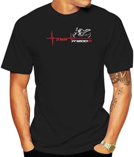2020 Fashion T-Shirt for R 1200 R Motorcycle Heart Beat T Shirt Heart R1200R Shirt Tees Unisex Short Sleeve T-Shirt Black L von BEIDAHUANG