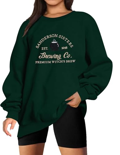 BEIDEFY Halloween-Sweatshirts für Damen, Sanderson Sisters, Stickerei, Halloween-Sweatshirt, Hocus Pocus Rundhalsausschnitt, Pullover, Grün , M BEIDEFY Halloween-Sweatshirts für Damen, Sanderson Sisters, Stickerei, Halloween-Sweatshirt, Hocus Pocus Rundhalsausschnitt, Pullover, Grün , M von BEIDEFY