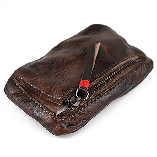 BEIEM Vintage Herren Original Leder Mini MüNze GeldböRse Kartenetui Inhaber Brieftasche Clutch MäNnlich Kurz ReißVerschluss Kleine Wickeltasche von BEIEM