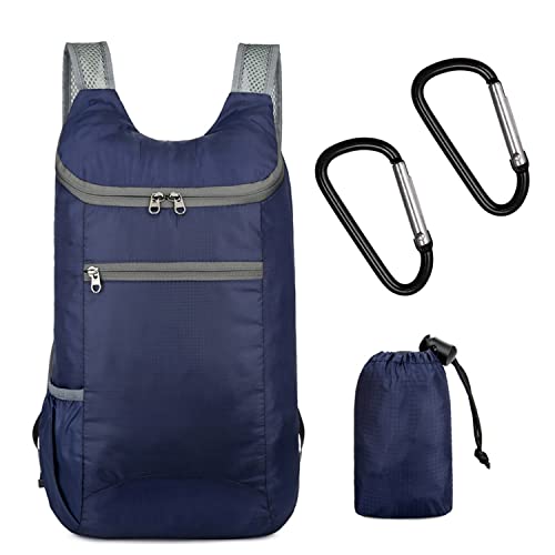 BEIIEB 1 x faltbarer Rucksack, ultraleicht, wasserdicht, faltbare Tasche, Reisetasche, Rucksack mit 2 Karabinern für Outdoor, Wandern, Camping, Reisen, Klettern und Wassersport, Herren und Damen, von BEIIEB