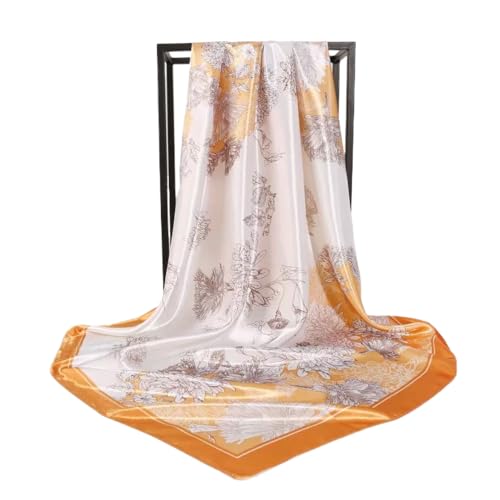 BEILATE Damenschal Quadratischer groß Seideschal KopfTücher Halstuch Seide Blumen Tuch Stolen Seidentuch Bandana Taschentuch Schal von BEILATE