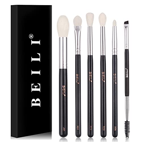 BEILI Augenpinsel Set, Lidschattenpinsel, 5-teiliges Augen-Make-up-Pinsel-Set und 1 doppelseitiger Augenbrauenpinsel, für Lidschatten, Augenbrauen, Make-up, Creme, Puder, Highlighter von BEILI