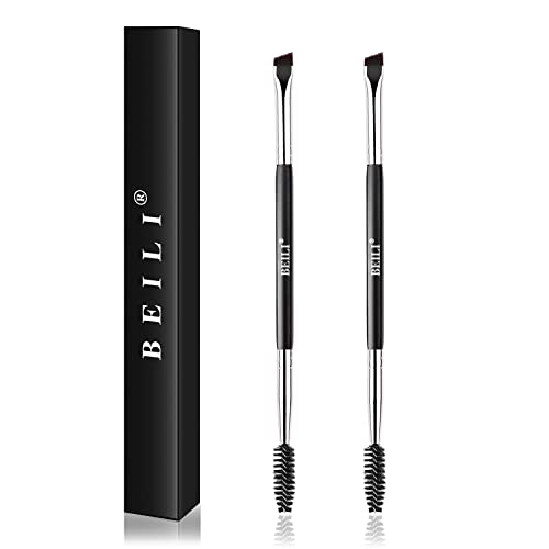 BEILI Duo Augenbrauen Bürste Augenpinsel Wimpern Pinsel Wimperntusche Bürste Mascara Kamm Make Up Pinsel Abgewinkelter Augenbrauen Augenpinsel Schminkpinsel Für Augen Make-Up Eyelashes von BEILI