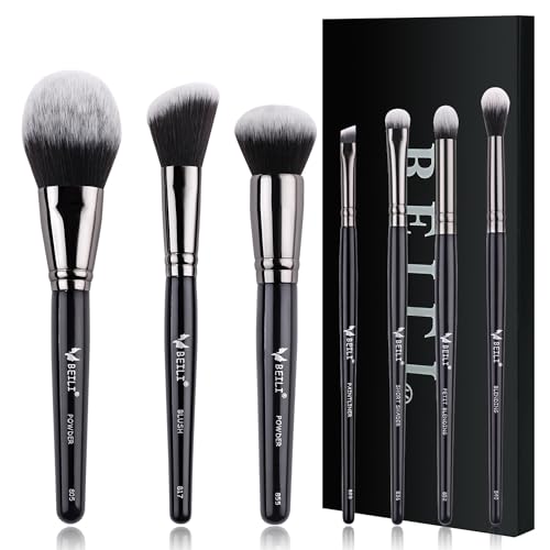 BEILI Make up Pinsel Set 7PCS Schminkpinsel Set Professioneller Make up Pinsel Foundation Pinsel, für Flüssige, Cremige und Pudrige Foundation, Lidschatten,Eyeliner, Rouge und Konturen, Vegan von BEILI