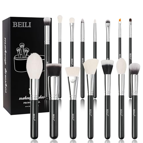 BEILI Schminkpinsel Set,15PC Pinselset Makeup Professionelles Foundation Make up Pinsel Set Premium Puderpinsel Lidschatten Blush Natürliches Ziegenhaar von BEILI