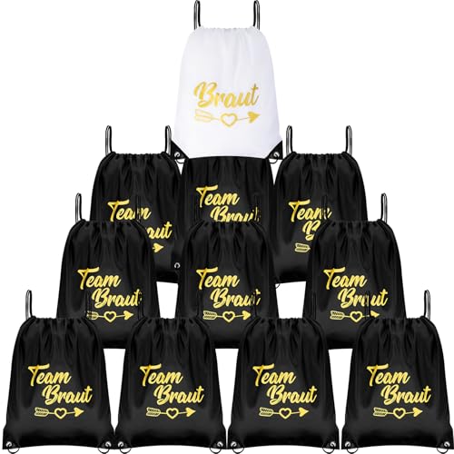 11 Stück Junggesellenabschied Frauen Team Bride Turnbeutel mit Kordelzug JGA Frauen Turnbeutel Damen Team Bride Rucksack Set Braut Tasche Team Braut für Verlobung JGA Hochzeit Schwarz Weiß 11 Stück Junggesellenabschied Frauen Team Bride Turnbeutel mit Kordelzug JGA Frauen Turnbeutel Damen Team Bride Rucksack Set Braut Tasche Team Braut für Verlobung JGA Hochzeit Schwarz Weiß von BEIMEIII