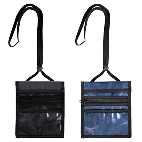 2 Stück Schwarz/Blau Geldbeutel Brustbeutel mit RFID 17.5 x 14.5 cm Reisegeldbeutel Tasche Umhängegeldbeutel Brusttasche für Passport, Kreditkarten,Handy von BEIMEIII