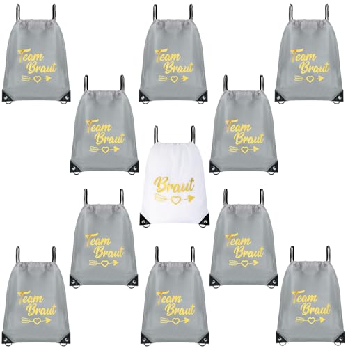 BEIMEIII 11 Stück Team Braut Turnbeutel JGA Frauen Junggesellenabschied Tasche JGA Turnbeutel Set Bride Rucksack für Verlobung JGA Hochzeit Weiß Hellgrau BEIMEIII 11 Stück Team Braut Turnbeutel JGA Frauen Junggesellenabschied Tasche JGA Turnbeutel Set Bride Rucksack für Verlobung JGA Hochzeit Weiß Hellgrau von BEIMEIII