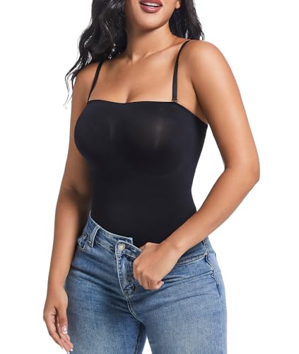 BEINF Damen Bodysuit Bauchweg Formkleidung Nahtlose Skulptur Body Shaper Korsett Formung von Body Suits Tanga Verstellbare Riemen Schwarz XXL von BEINF