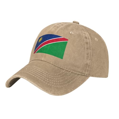 Flagge von Namibia Washed Cowboy Baseball Cap für Erwachsene - Stilvolle und atmungsaktive Mütze mit verstellbarem Riemen, Natürlich, Einheitsgr��e von BEIRIJL