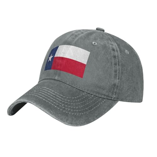 Flagge von Texas Washed Cowboy Baseball Cap für Erwachsene - Stilvolle und atmungsaktive Mütze mit verstellbarem Riemen, Grau, Einheitsgr��e von BEIRIJL
