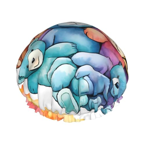 Dancing Thanksgiving Bear Printed Double Layer Lined Shower Cap,Shower Caps For Women Reusable von BEIVGOXL