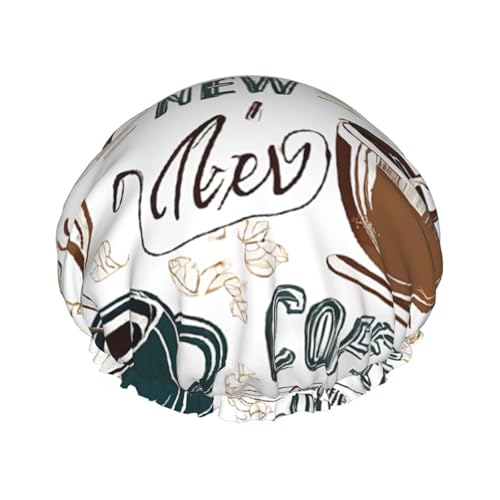 Delicious Coffee Printed Double Layer Lined Shower Cap,Shower Caps For Women Reusable von BEIVGOXL